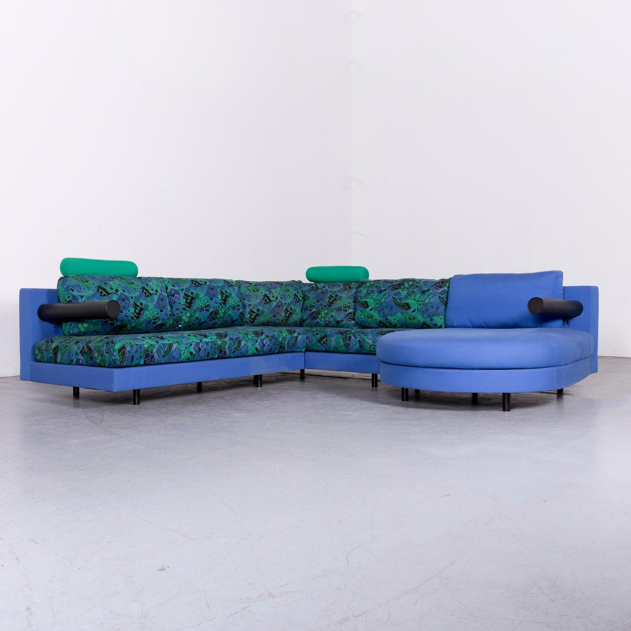 We bring to you a B & B Italia Sity fabric designer sofa blue pattern look corner couch.