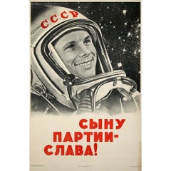 1961 Soviet Poster – “Glory to the Son of the Party! Yuri Gagarin”