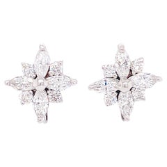 B Blossom Diamond Earrings Cluster Star Studs w Convertible Wire for Ear Charms