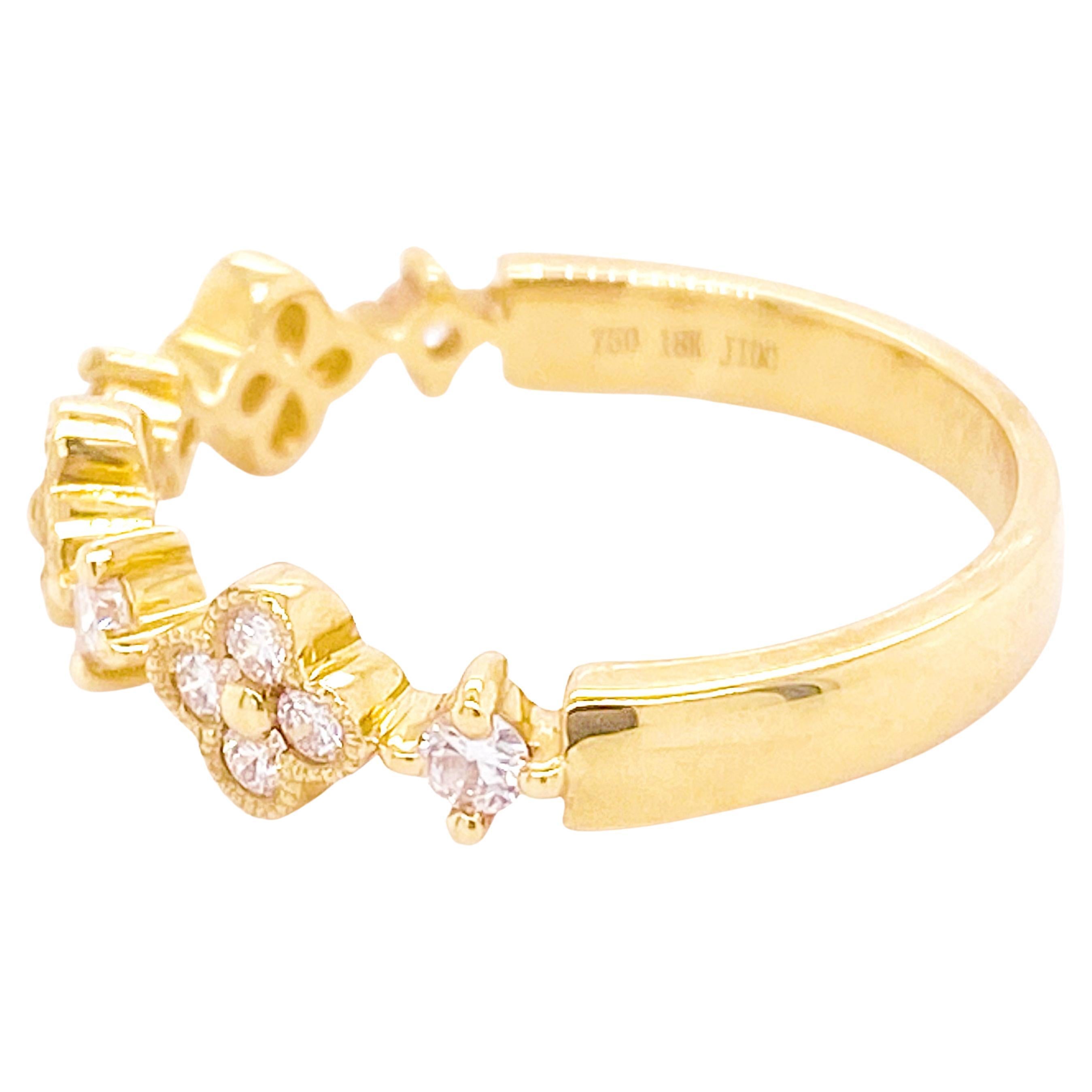 For Sale:  B Blossom Tri Clover Ring, Textured Diamond Band Circa 2022 2