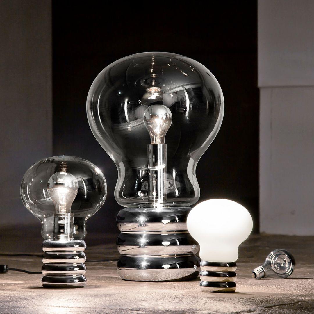 'B. Bulb' Portable Hand Blown Opaline Glass Table Lamp in Chrome for Ingo Maurer For Sale 7