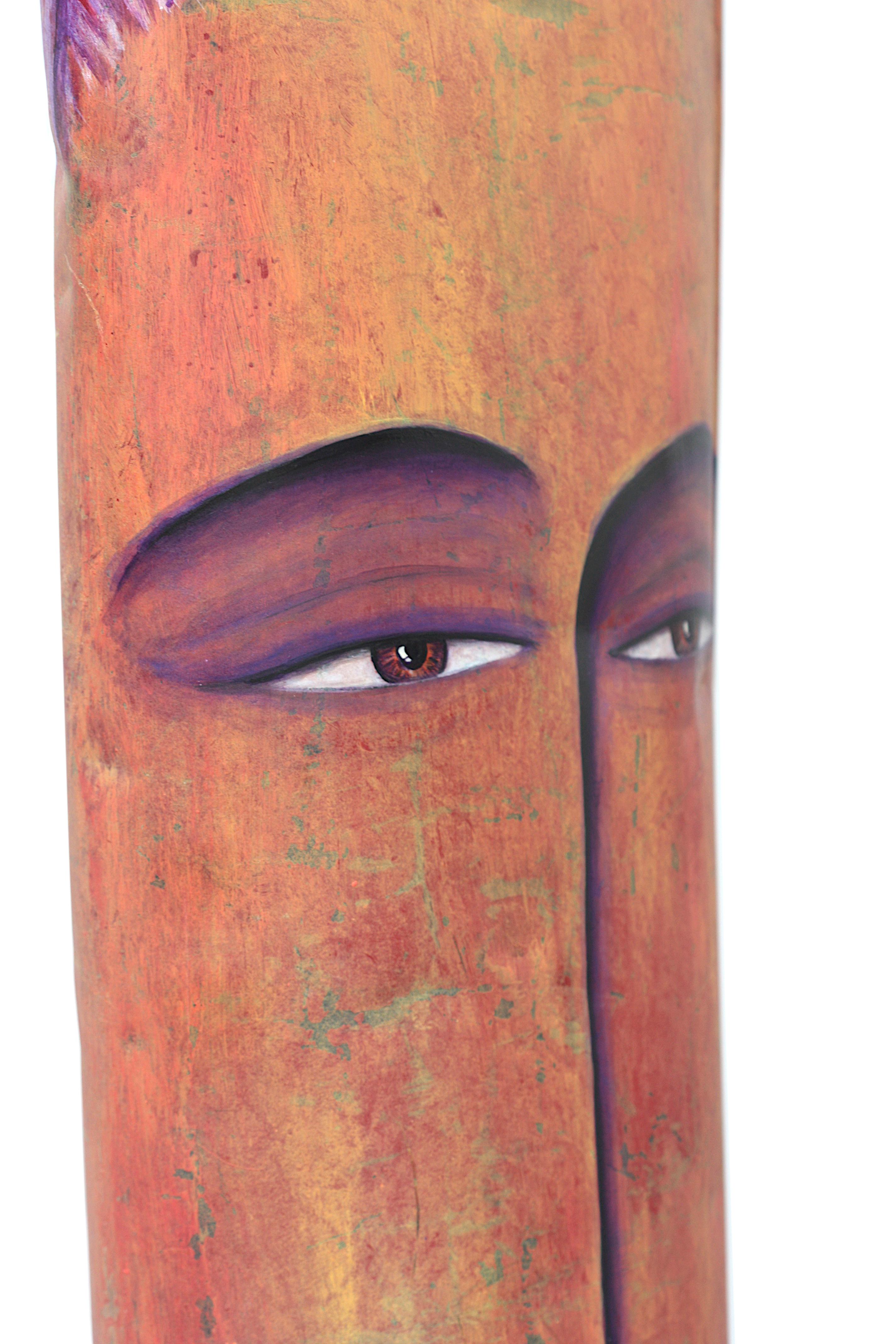 
B. Campbell, (20e/21e siècle)
Sans titre, figure surréaliste, 1992, signé, daté sur le bord inférieur, étain peint
Hauteur 72 po, largeur 10,5 po, diamètre à la base 11 po.
Rapport de condition
Bon état, asm is