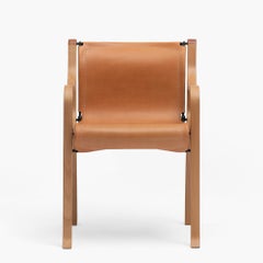 B Chair by Cristian Valdes 1977, laminated wood & leather, Tanned
