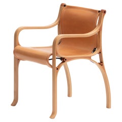 B Chair by Cristian Valdes 1977, laminated wood & leather, Tanned