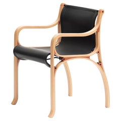 B Chair by Cristian Valdes 1977, laminated wood & leather, Black