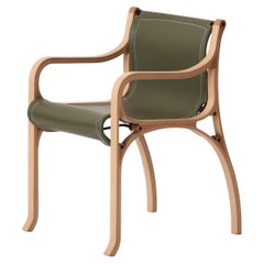 B Chair by Cristian Valdes 1977, laminated wood & leather, Green