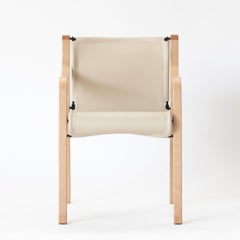 B Chair by Cristian Valdes 1977, laminated wood & leather, Ivory White