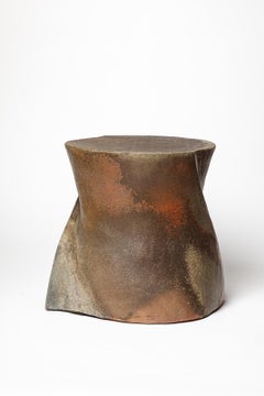 B. Chassang brown stoneware ceramic stool or low table Torsade 2024 32 cm