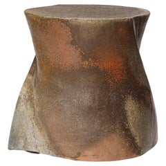 B. Chassang brown stoneware ceramic stool or low table Torsade 2024 32 cm