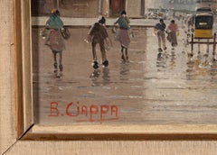 Animated European City Square with Carriage and Figures