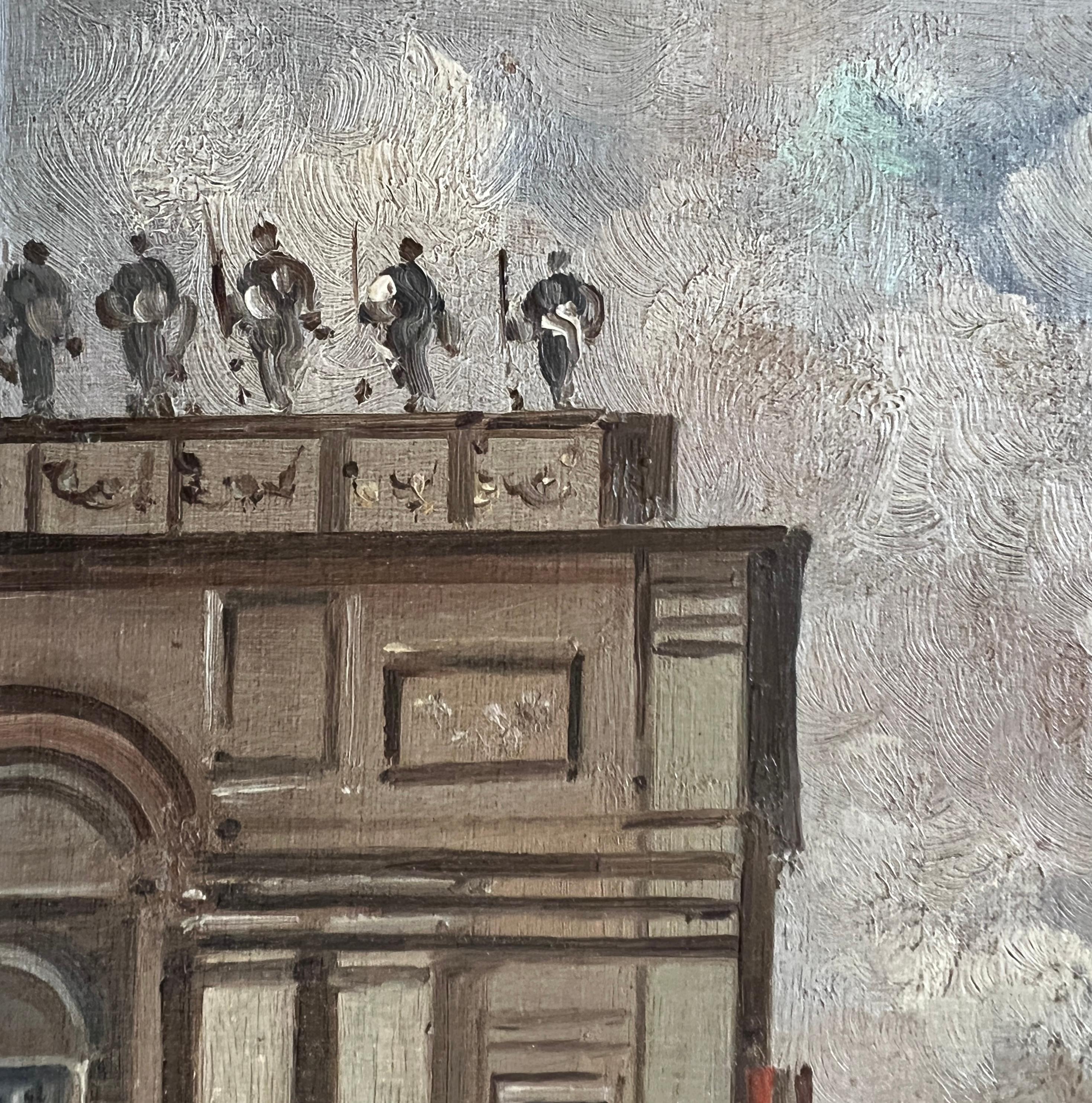 Una piazza affollata, Italia - Painting Scuola italiana di B. Ciappa