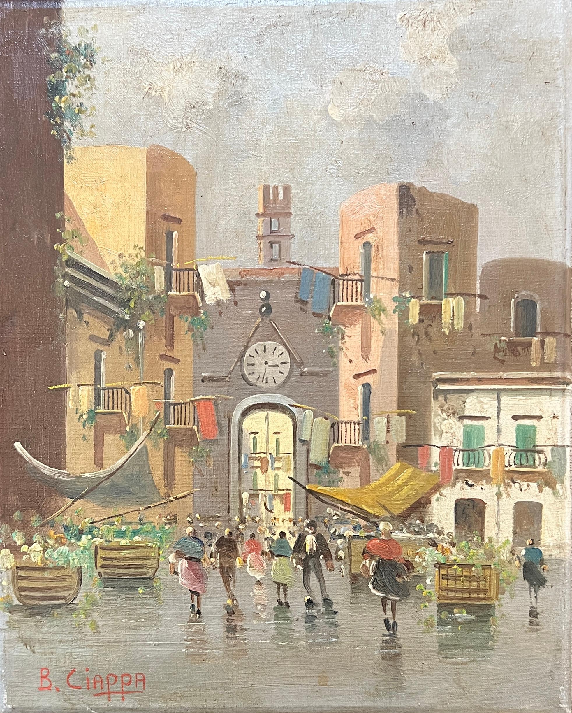 B. Ciappa Landscape Painting - Lively village square