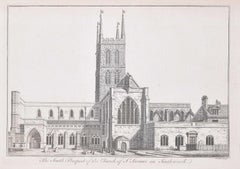 Antique Southwark Cathedral engraving c. 1753 for Stow's Survey of London
