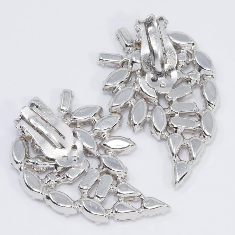 B David Clear Crystal Embellished Clip on Earrings in Silvertone ...