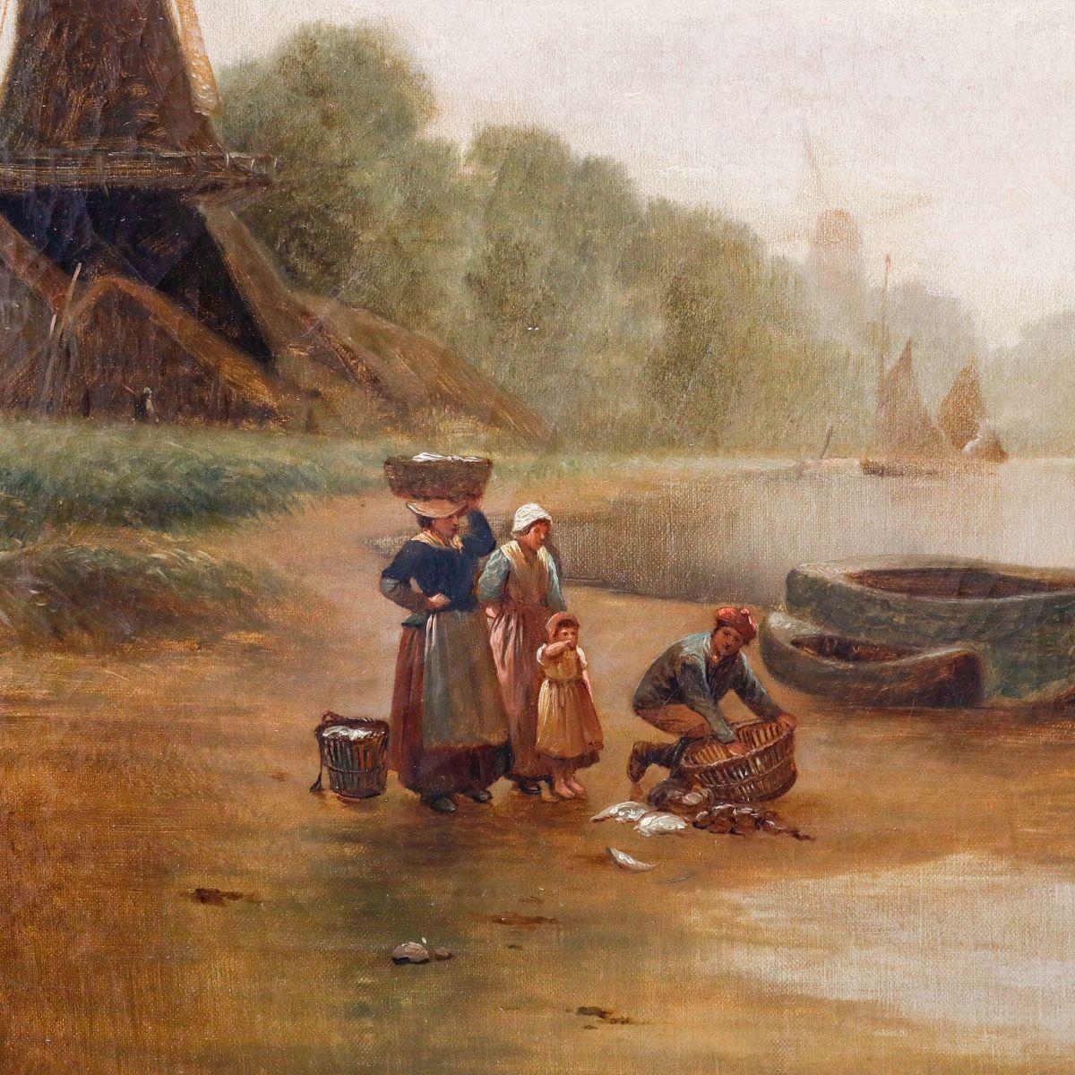 B. Davis  - 1906 Oil, The Catch For Sale 2