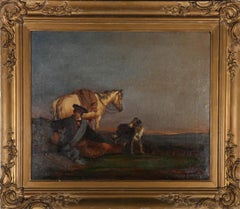 B. Davis - Mid 19th Century Oil, Hunter at Rest