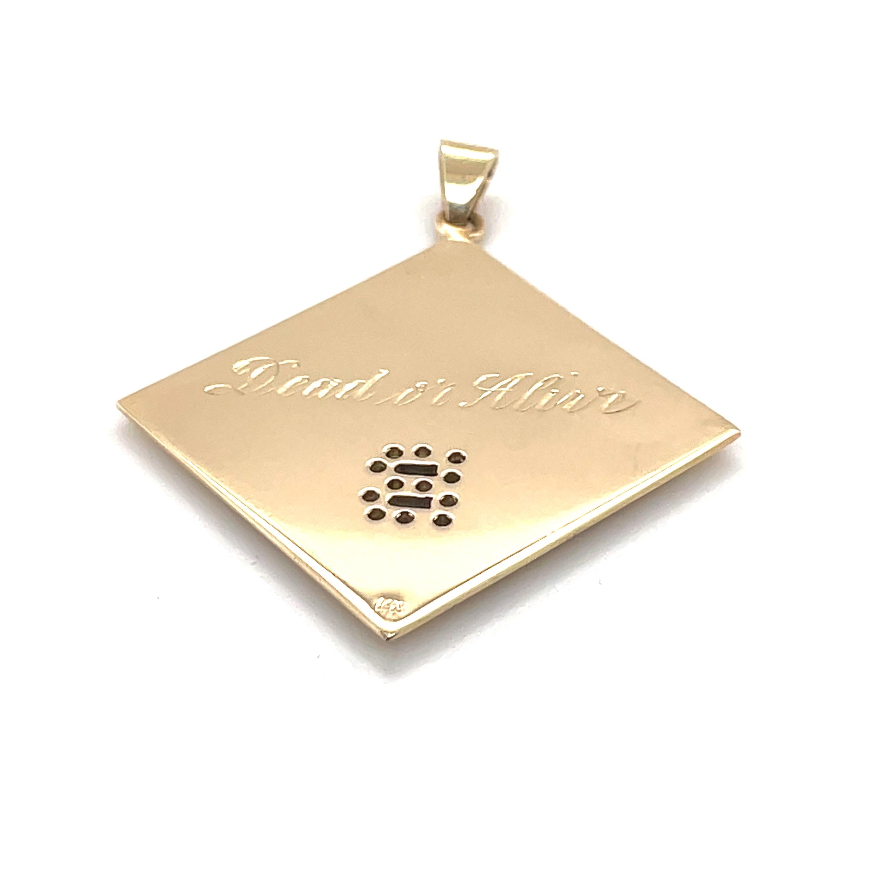 Round Cut B Dead or Alive Gold & Diamond Pendant For Sale