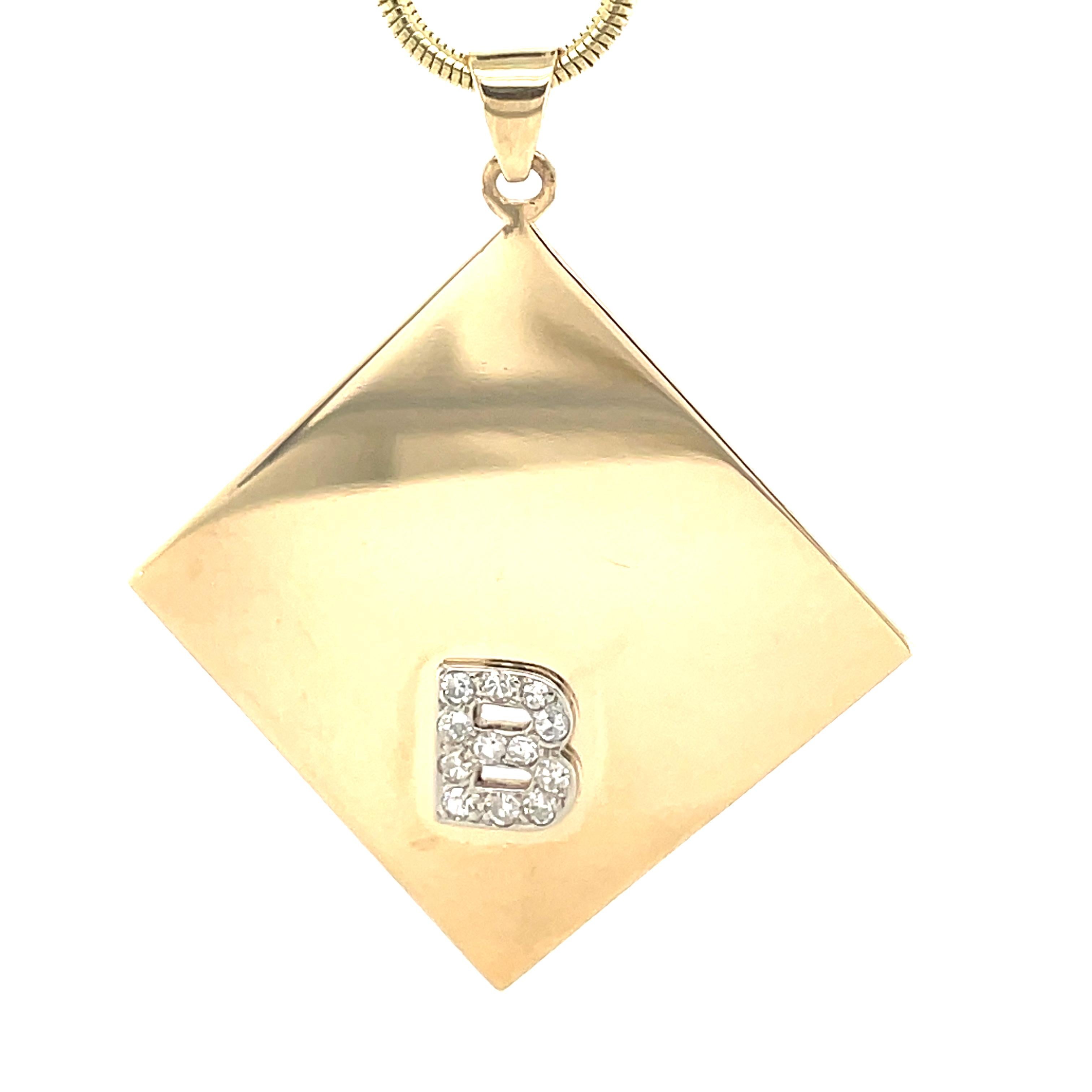 B Dead or Alive Gold & Diamond Pendant In Excellent Condition For Sale In New York, NY