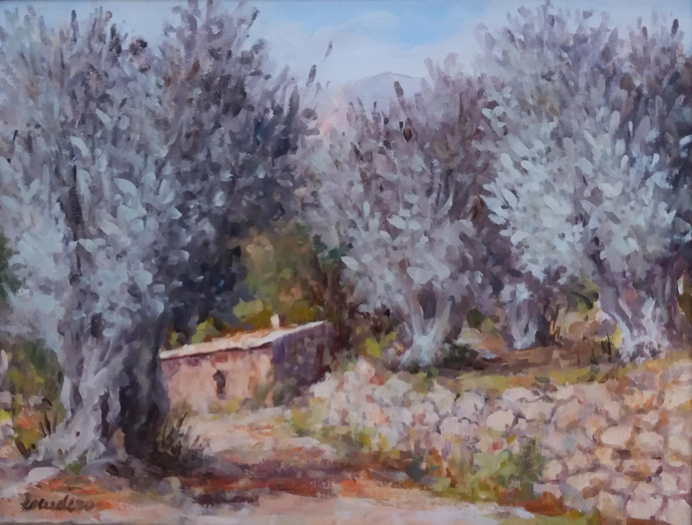 B. Escudero 9 Olivos en Mallorca  pittura acrilica impressionista originale - Painting di B. ESCUDERO
