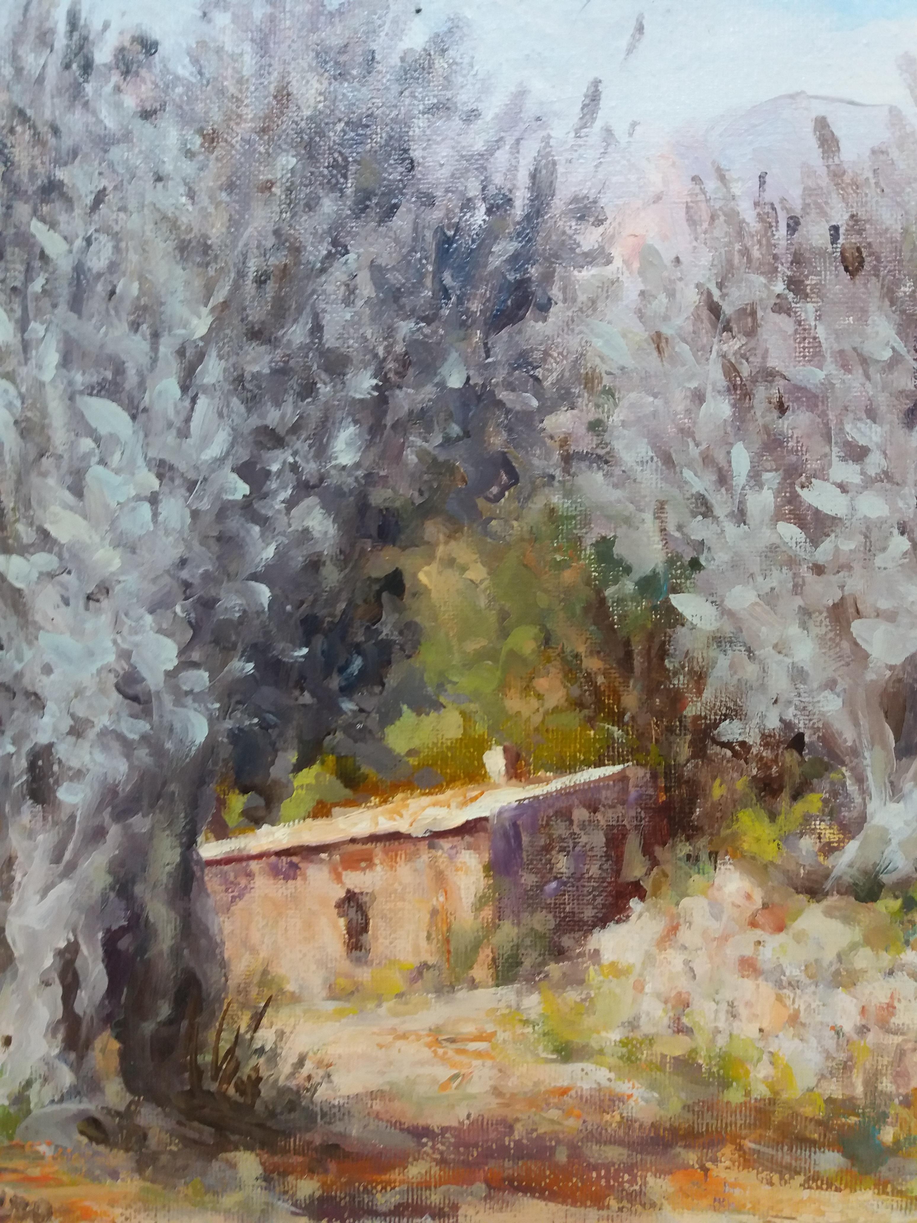 B. Escudero 9 Olivos en Mallorca  pittura acrilica impressionista originale - Painting Impressionismo di B. ESCUDERO
