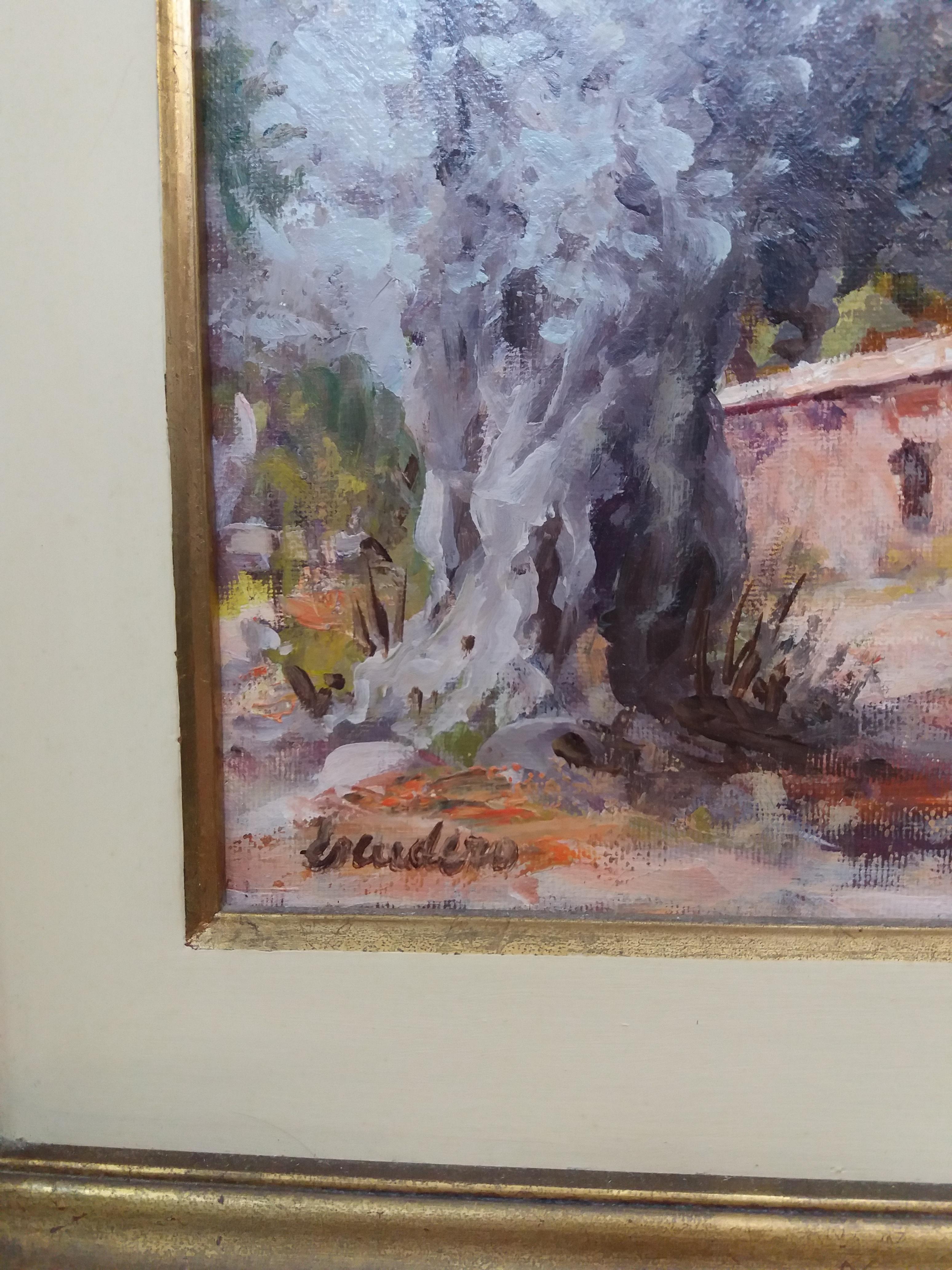B. Escudero 9 Olivos en Mallorca  pittura acrilica impressionista originale - Landscape Painting Nero di B. ESCUDERO