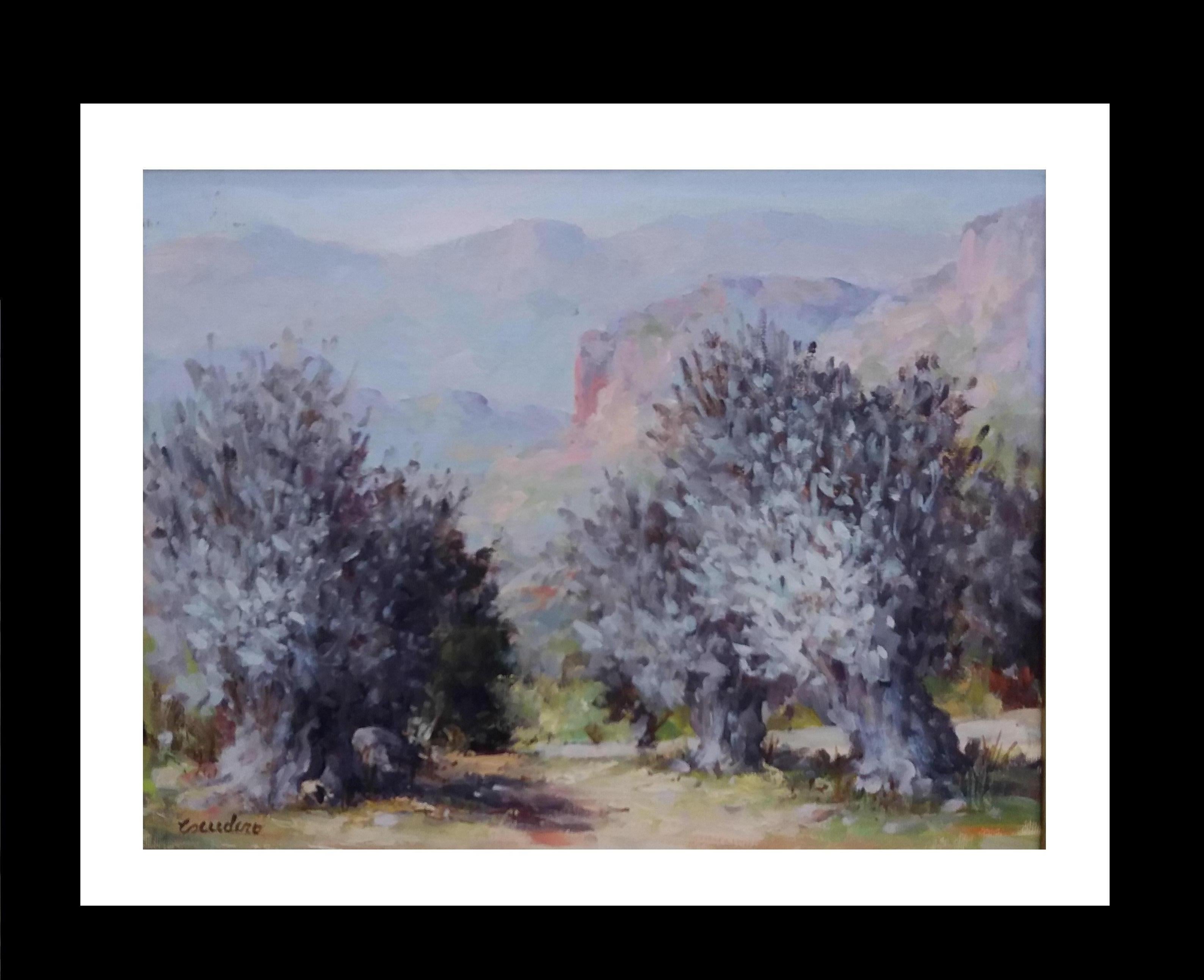 B. ESCUDERO Landscape Painting - Olivos original impressionist acrylic painting
