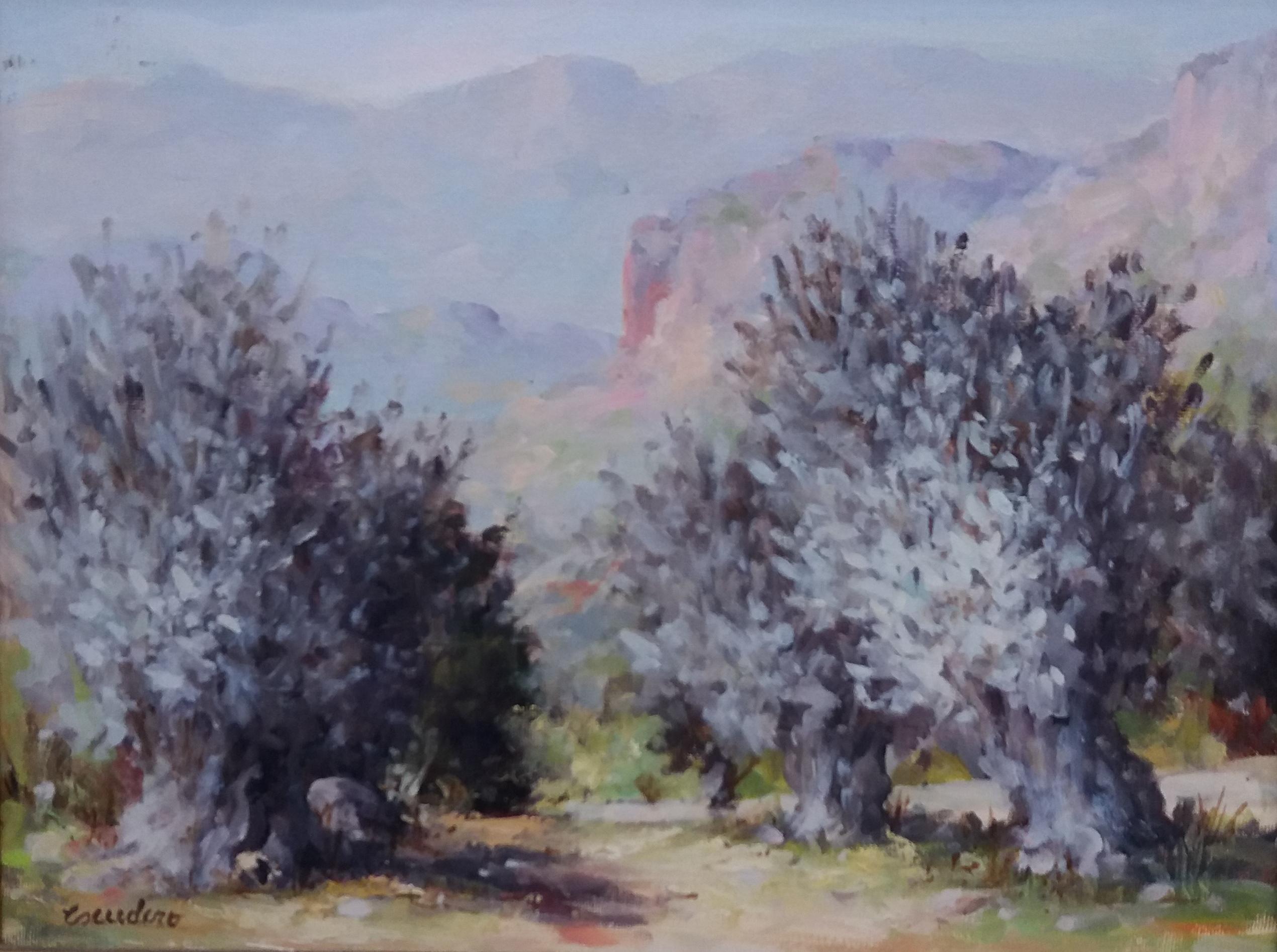 Olivos  pintura acrílica impresionista original - Painting de B. ESCUDERO
