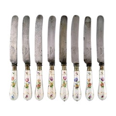 B & G, Bing & Grøndahl Saxon Flower, Set of 8 Antique Large Dinner Knives