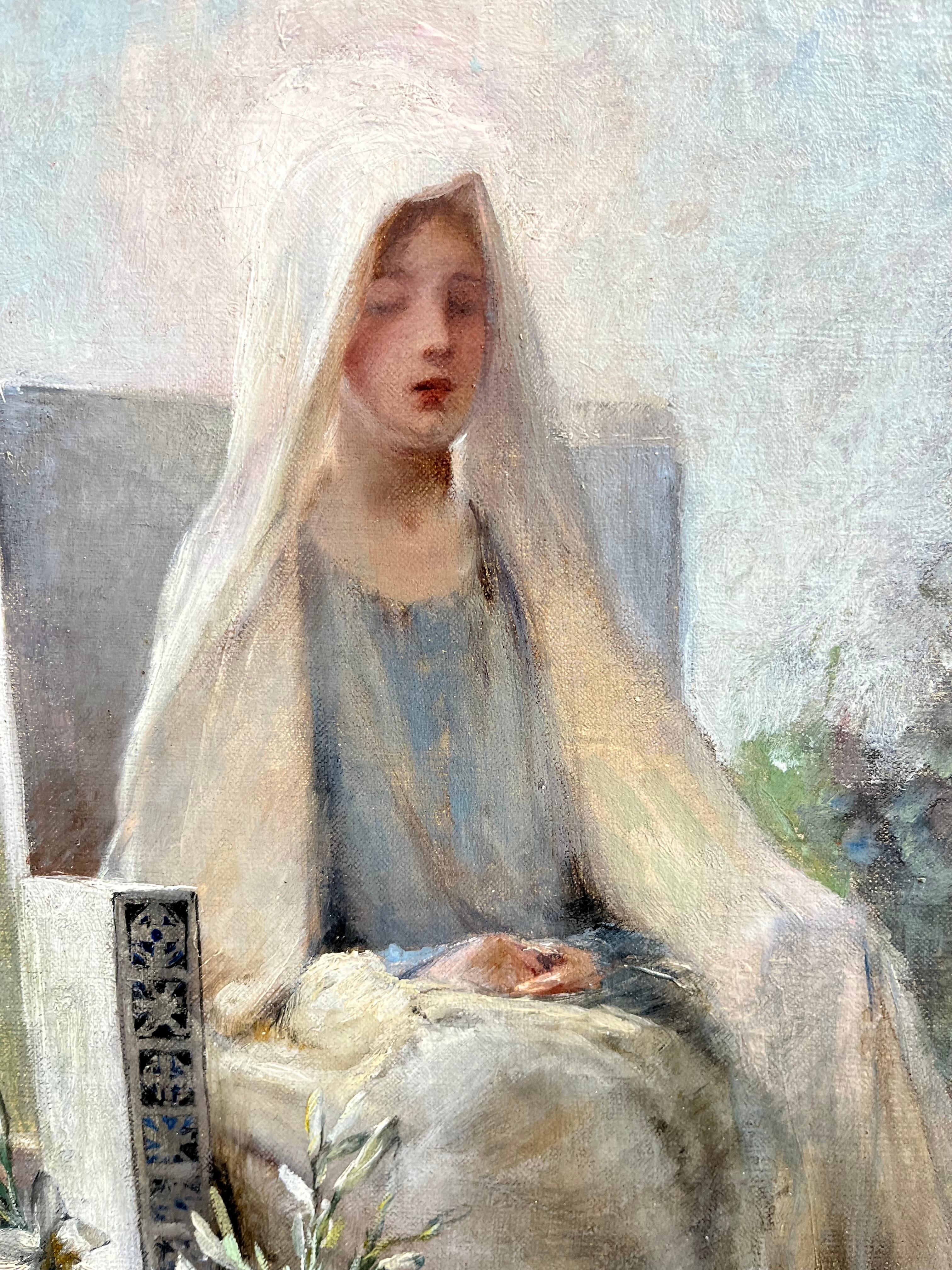 Madonna impressionista idilliaca - Painting di B. Gianni