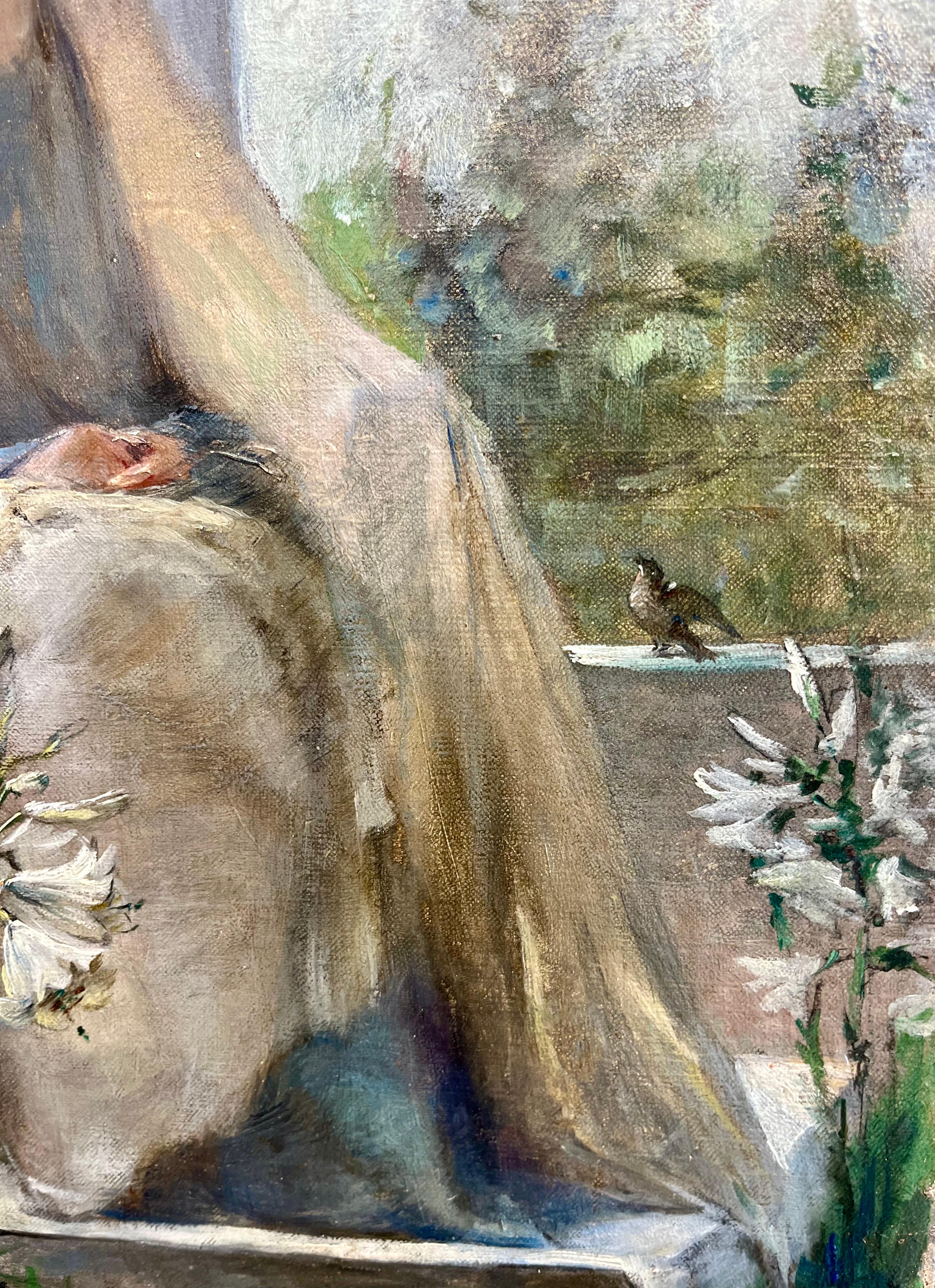 Madonna impressionista idilliaca - Portrait Painting Grigio di B. Gianni
