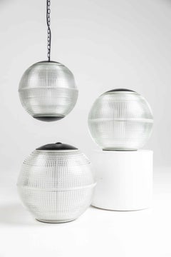 *B Grade*, 40cm Prismatic Glass Holophane Globe Parisian Street Lamp, C.1960