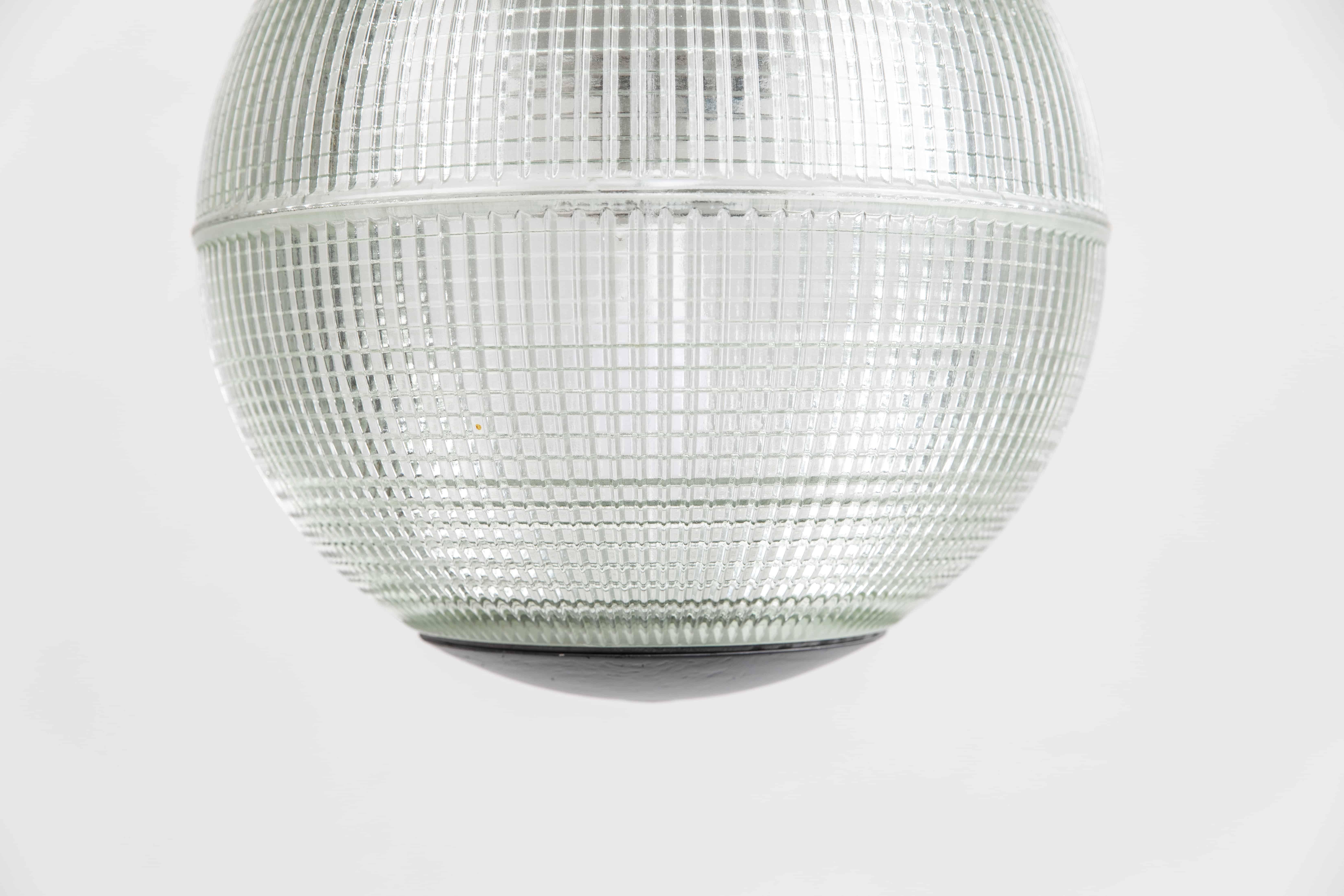Cast *B Grade*, 40cm Prismatic Glass Holophane Globe Parisian Street Lamp, C.1960 For Sale
