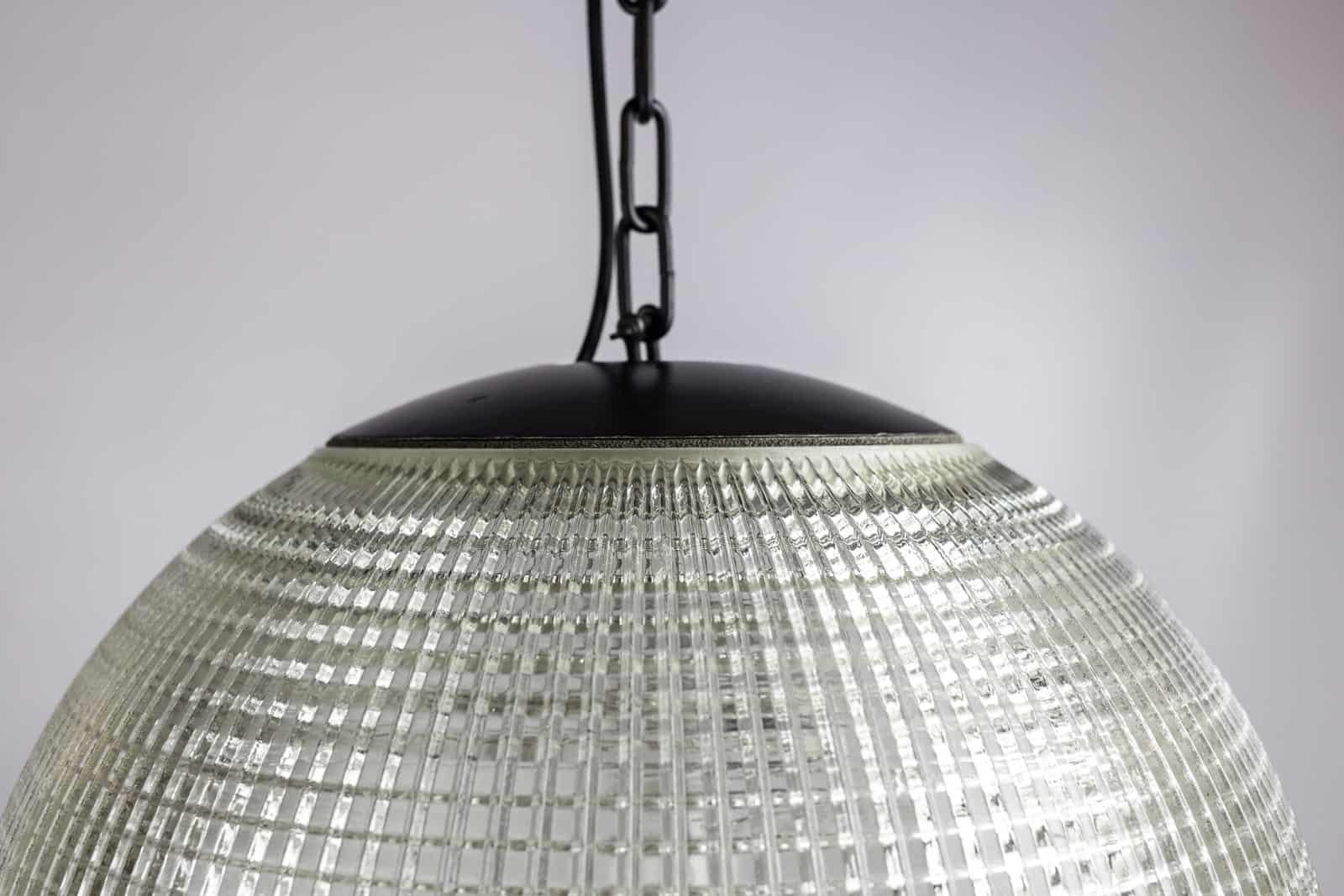 Industrial *B Grade*, Prismatic Glass Holophane Globe Parisian Street Lamp, C.1960
