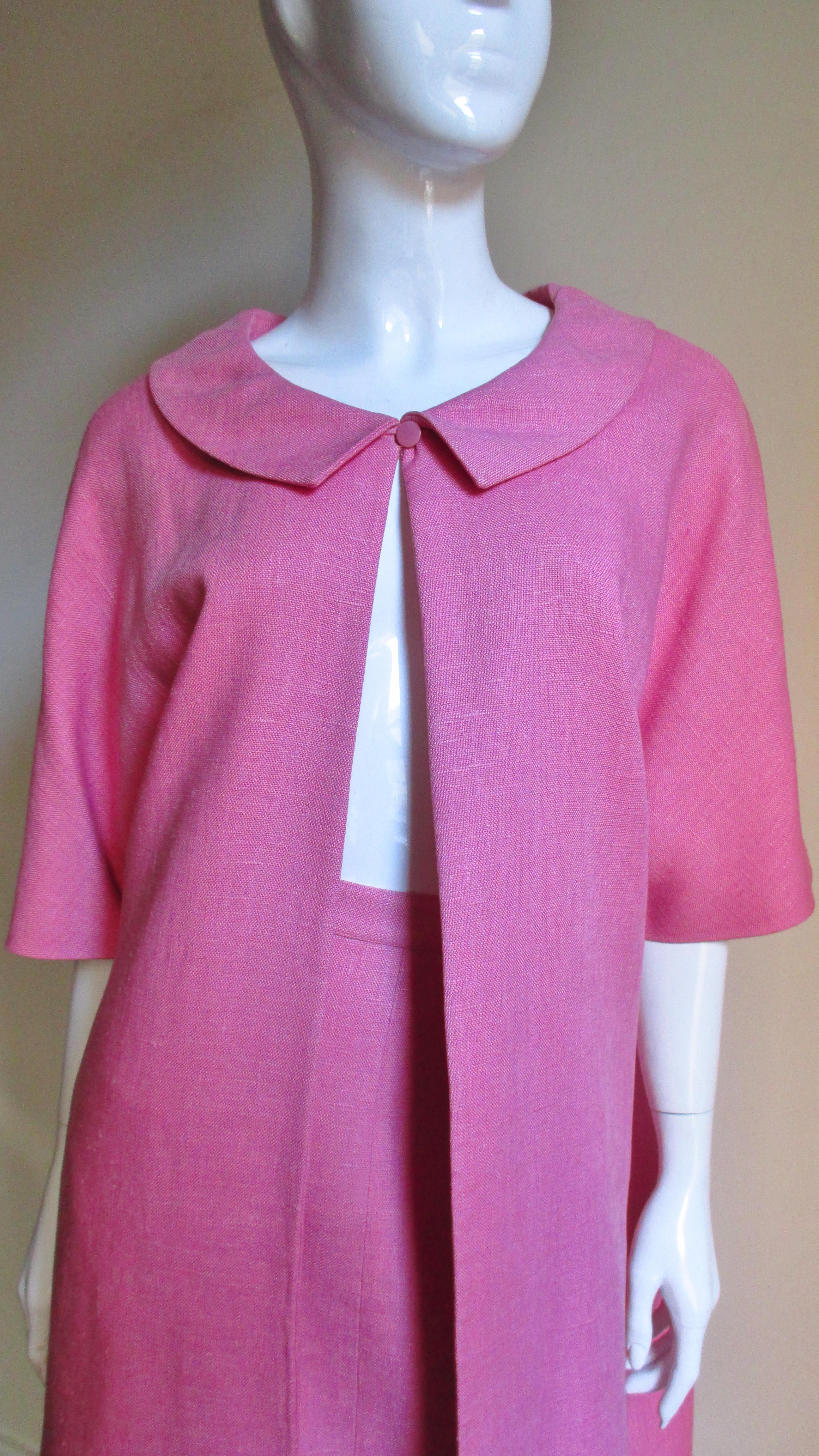 Purple B H Wragge 1960s Linen Coat and Skirt