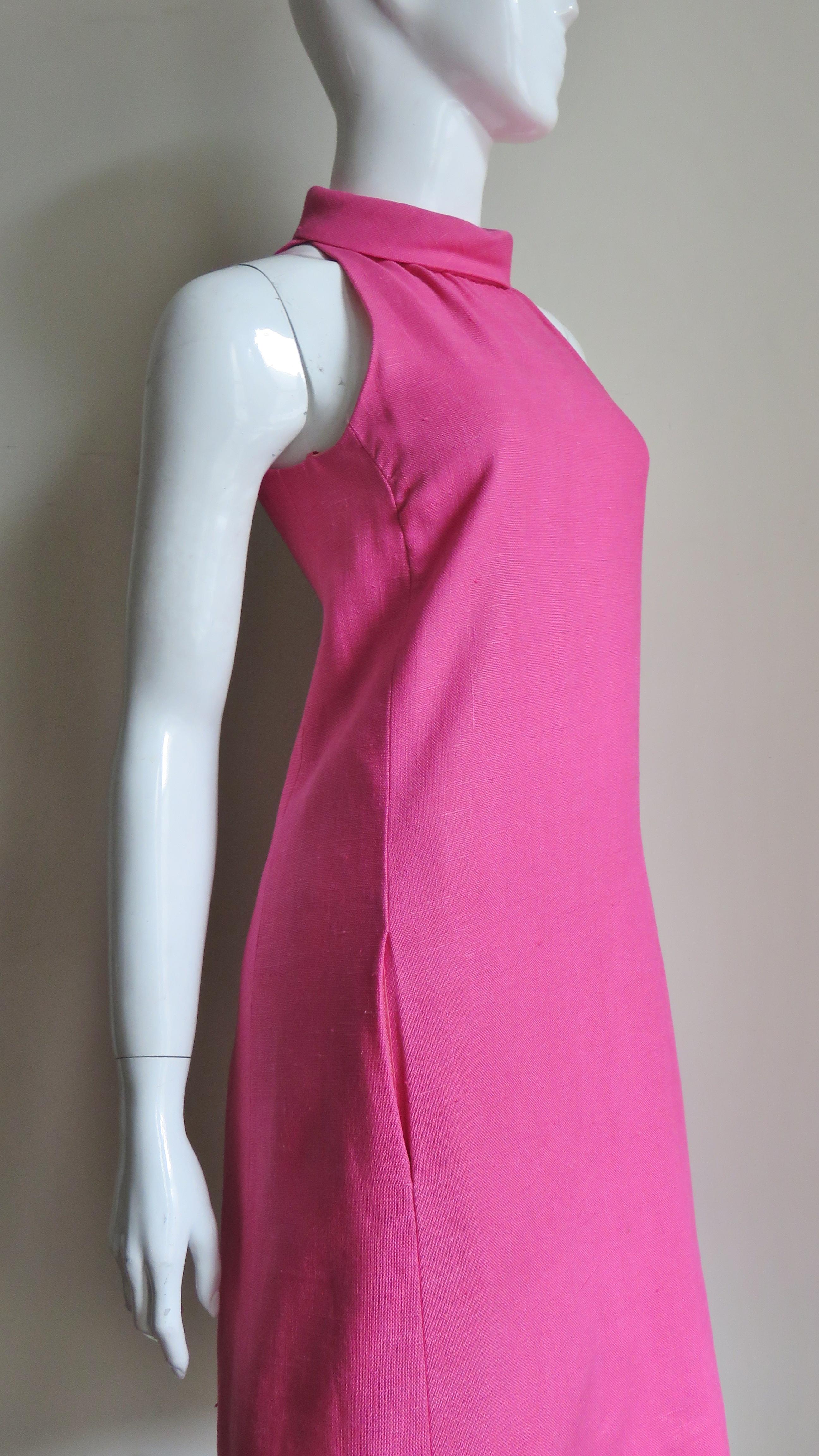 B H Wragge 1967 Linen Dress with Cutout Back For Sale 2