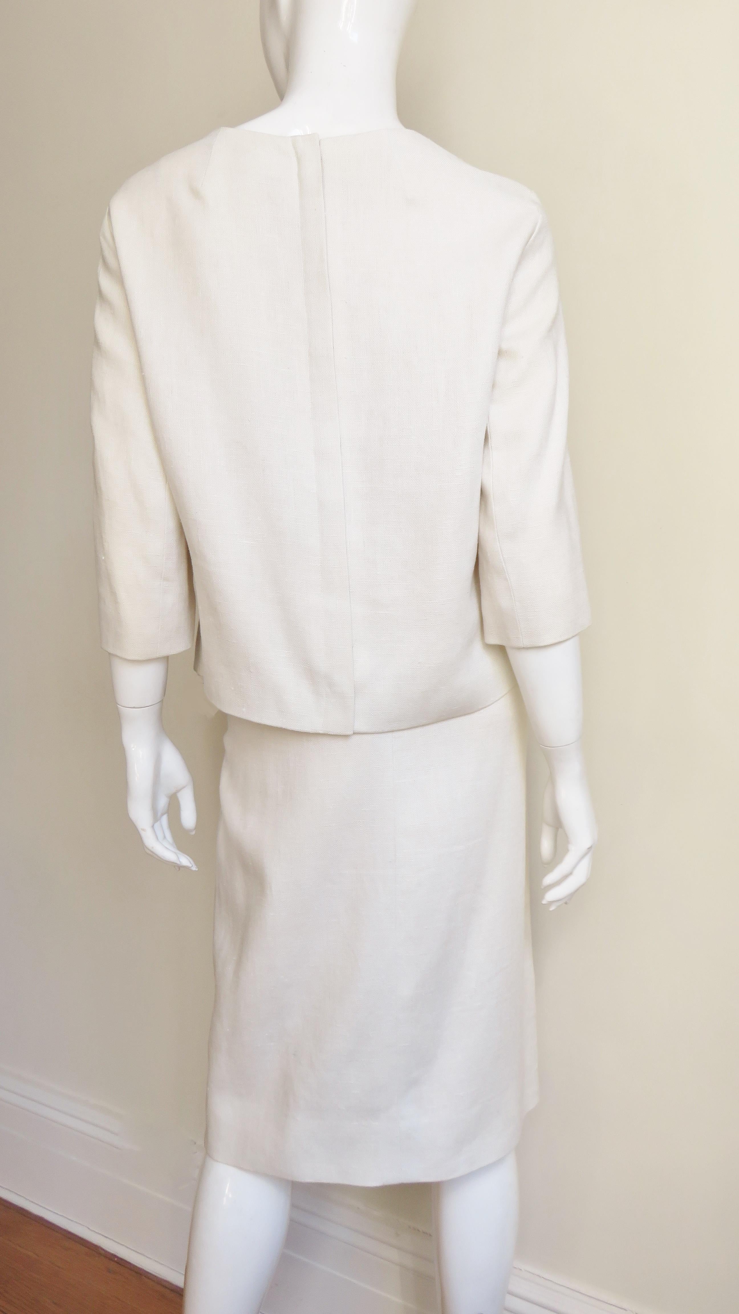 B H Wragge Linen Skirt and Top with Circle Cut outs 1964 For Sale 6