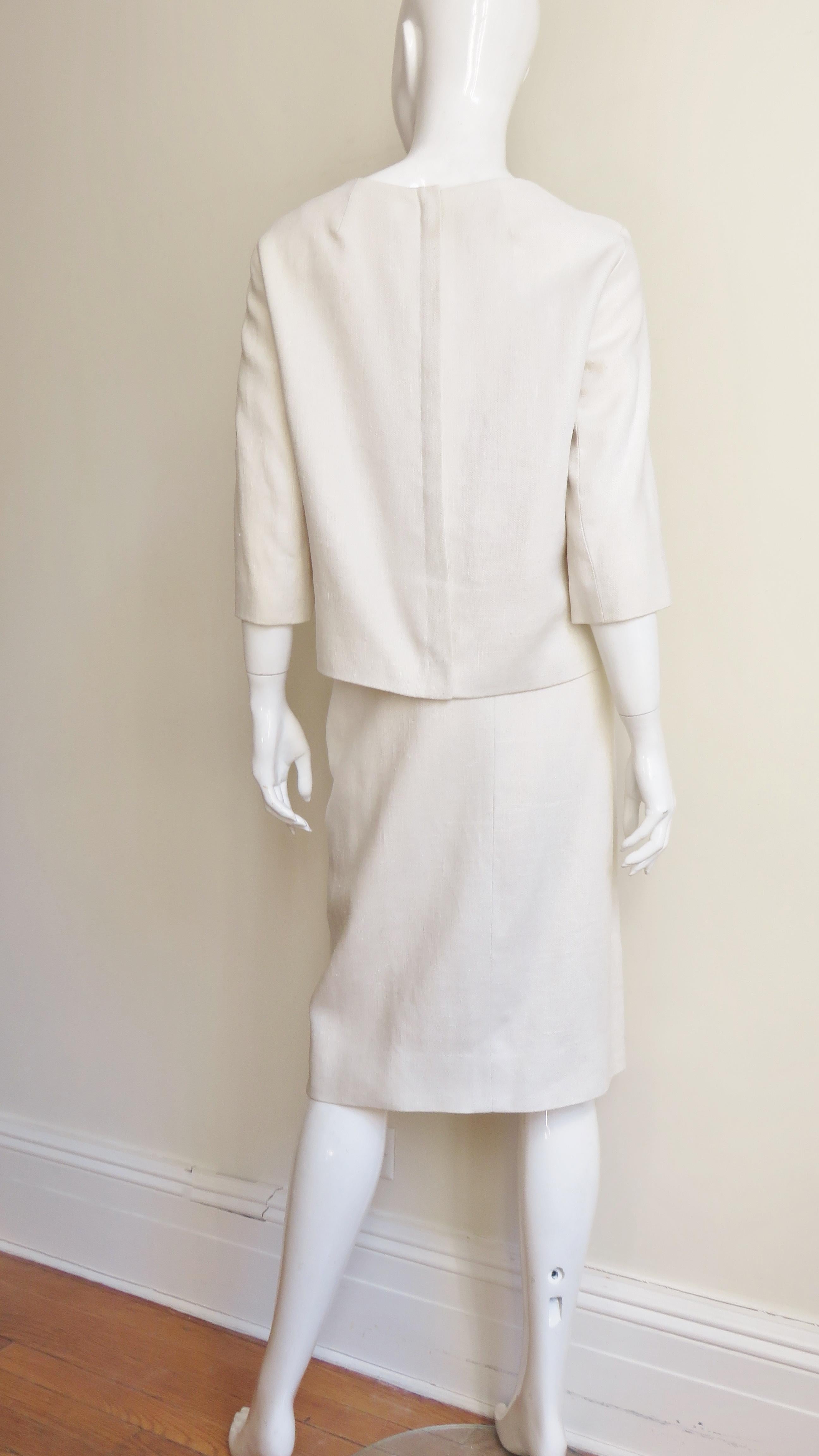B H Wragge Linen Skirt and Top with Circle Cut outs 1964 For Sale 9