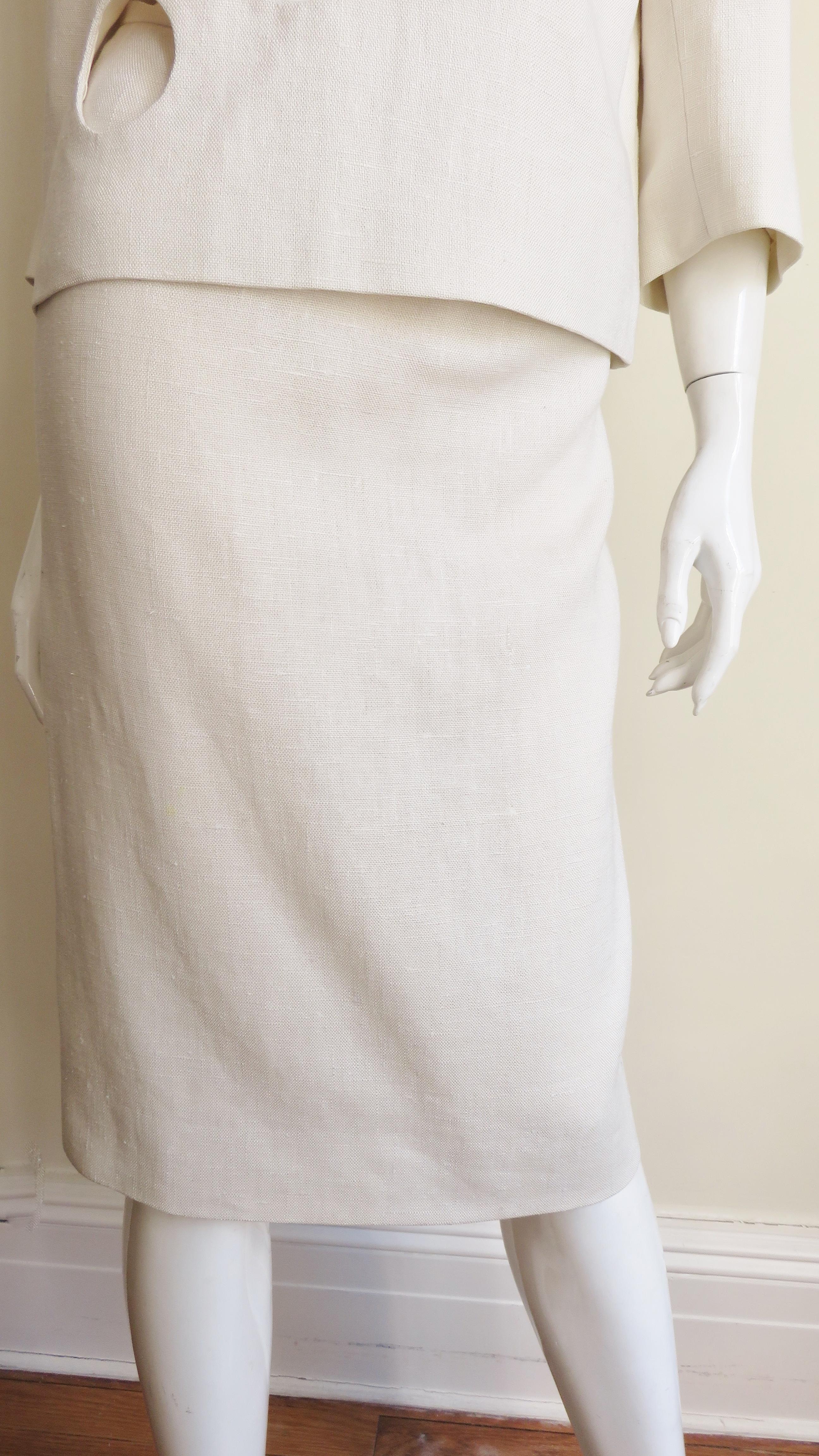 B H Wragge Linen Skirt and Top with Circle Cut outs 1964 For Sale 3