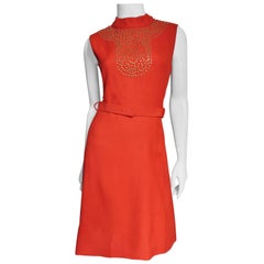 Vintage B. H. Wragge Studded Linen Dress 1970