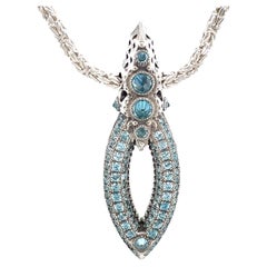 B. Harju, collier pendentif fleur en argent sterling avec topaze bleu ciel et topaze