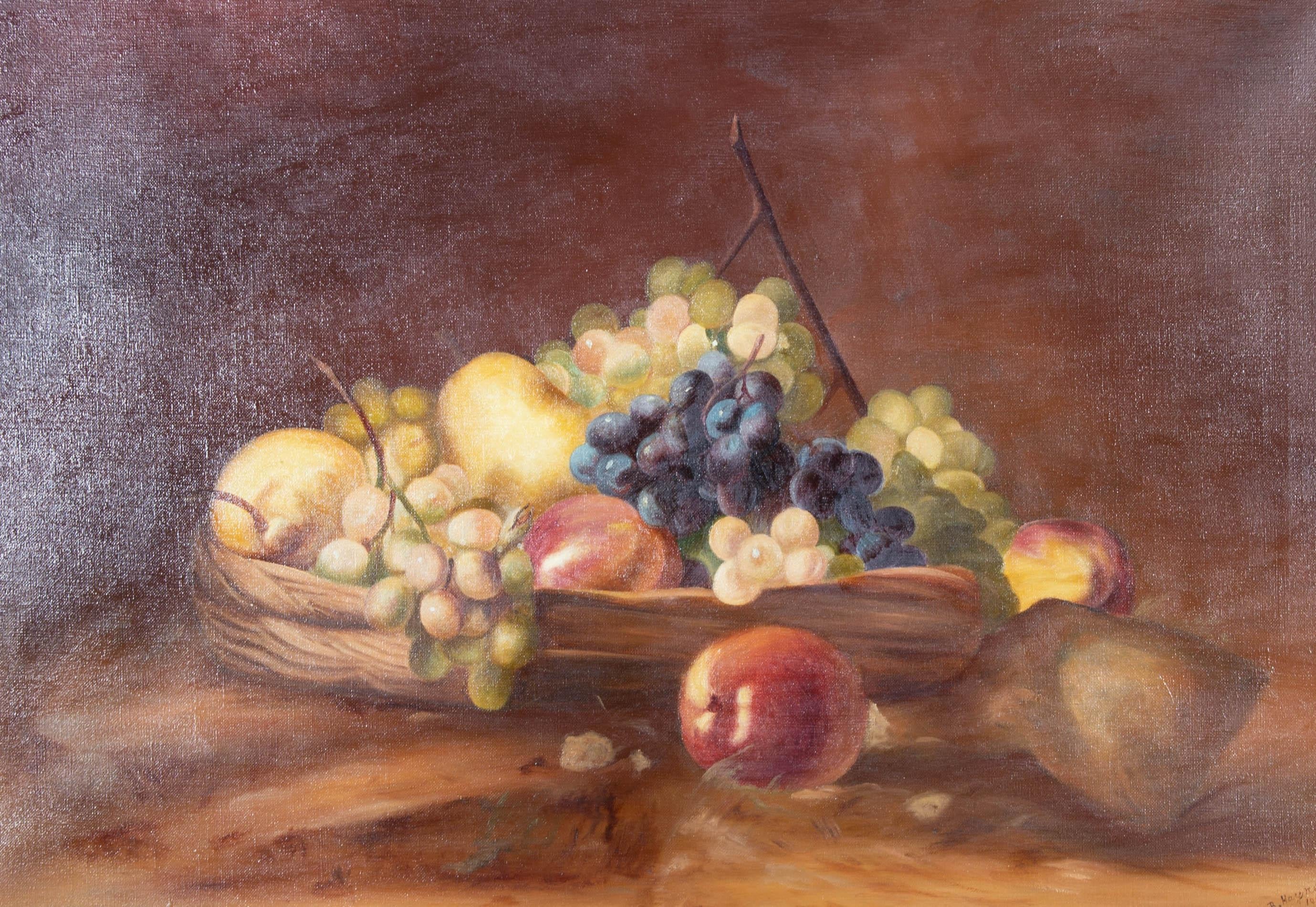 B. Haynes - 1918 Olio, Natura morta con frutta 2