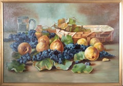 B. Haynes - 1918 Oil, Still Life with Grapes and Pears