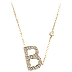 B Initial Bezel Chain Necklace