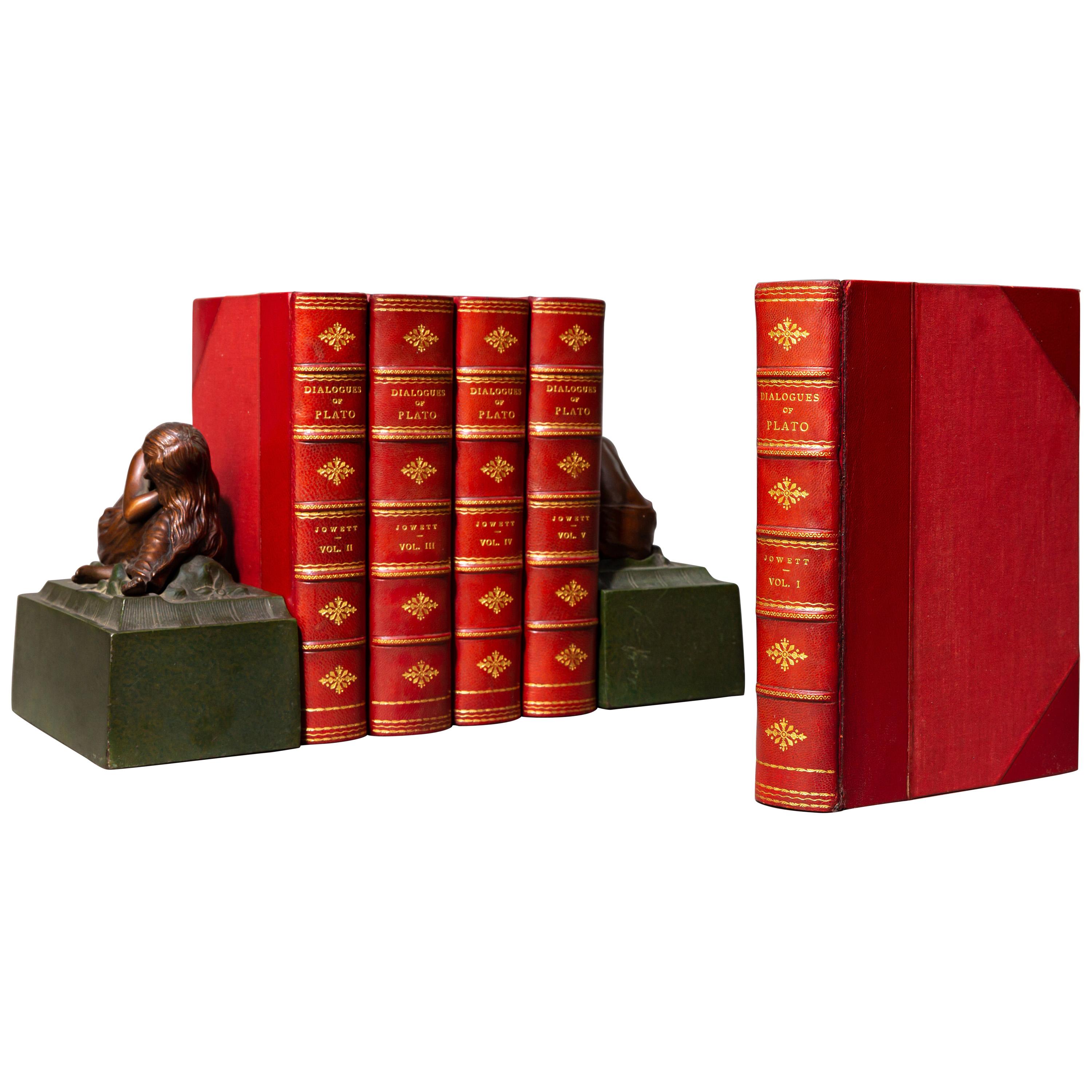 5 Volumes. 

Bound in 3/4 red Morocco, Cloth boards, top edges gilt, raised bands, gilt panels. 

Published: London:  Oxford University Press 1892. 

   