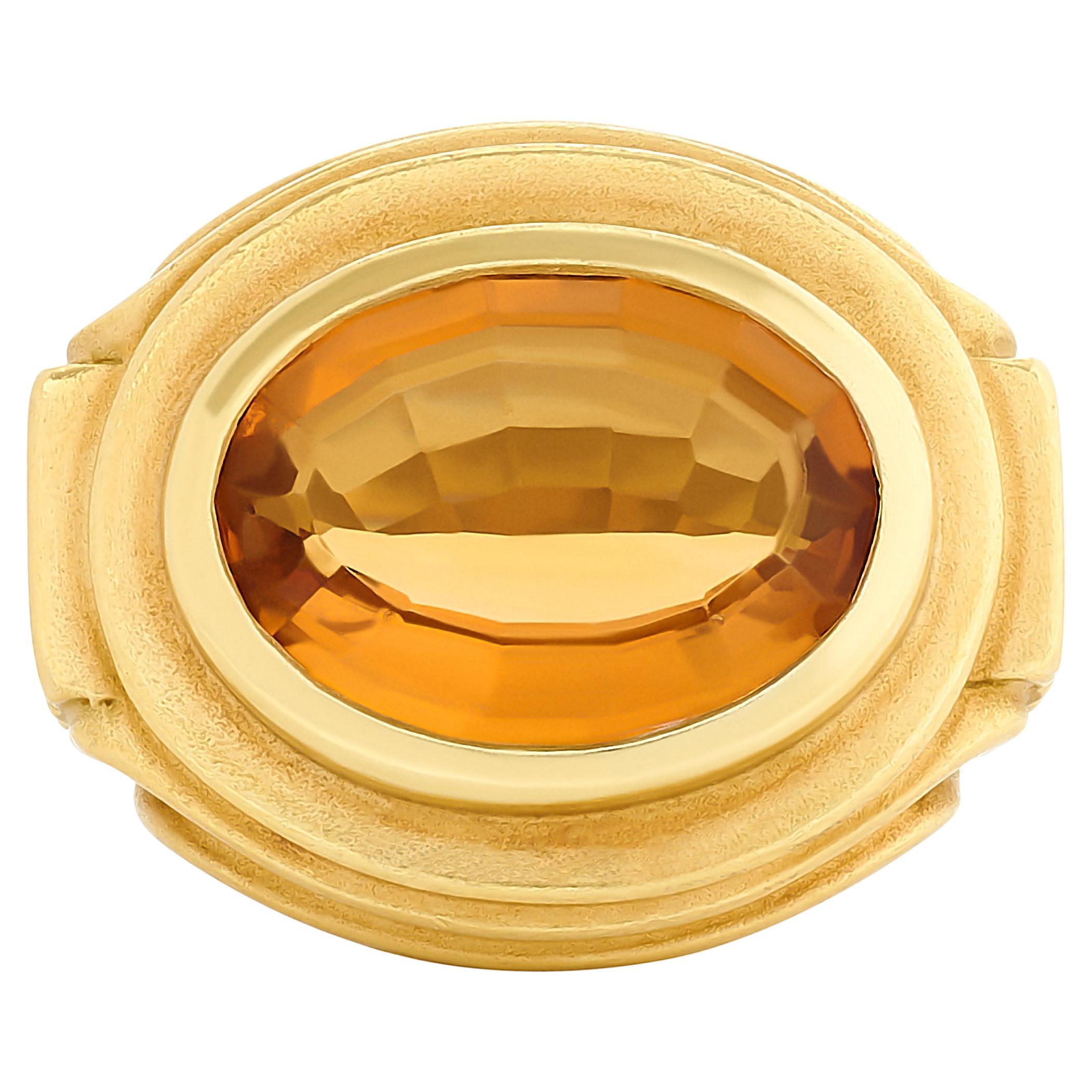 B. Kieselstein-Cord 18 Karat Yellow Gold Oval Citrine Ring