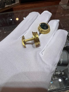 B. Kieselstein-Cord Bloodstone Zodiac Intaglio Cufflinks 18K Gold