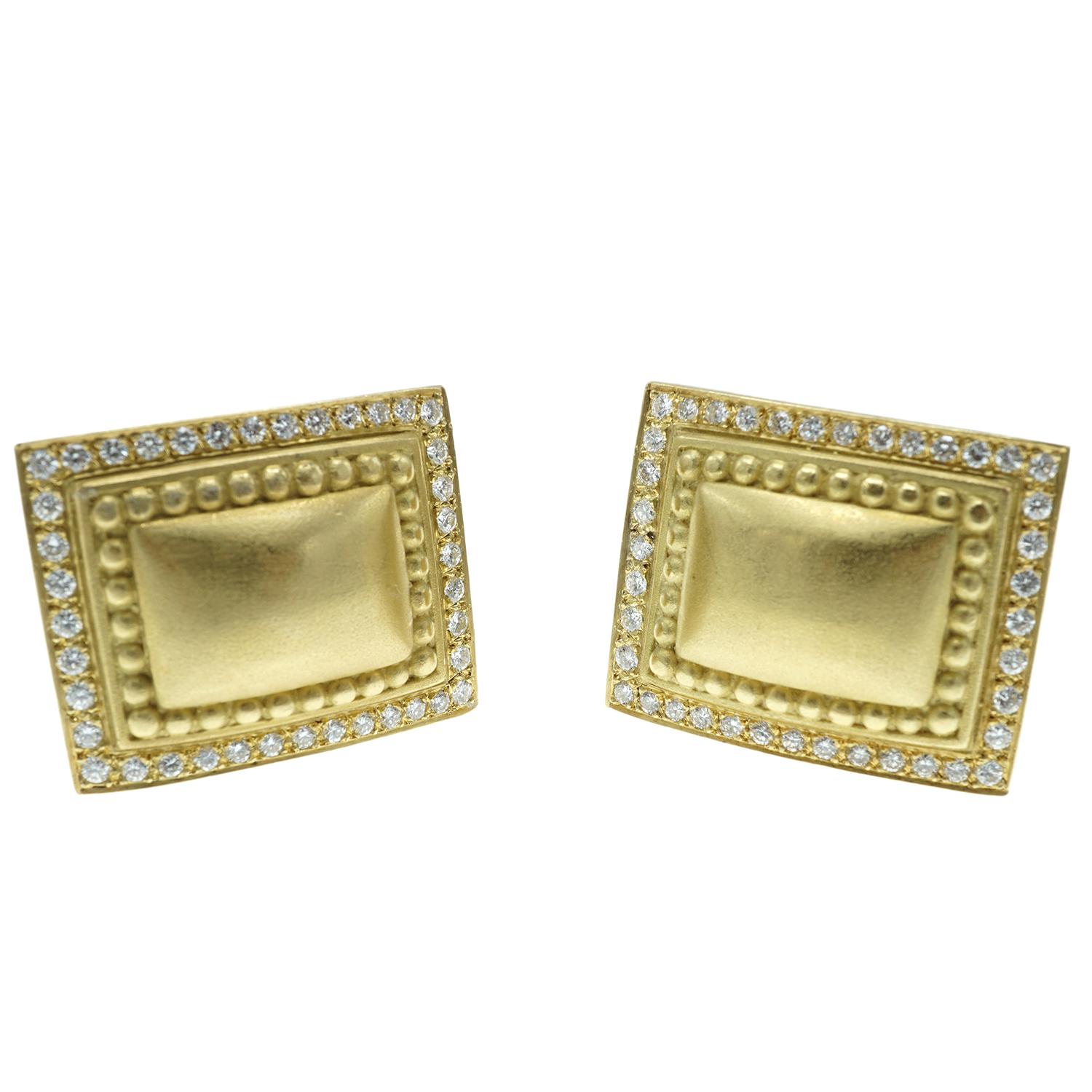 Women's B. Kieselstein Cord Diamond 18 Karat Gold Ear Clips For Sale