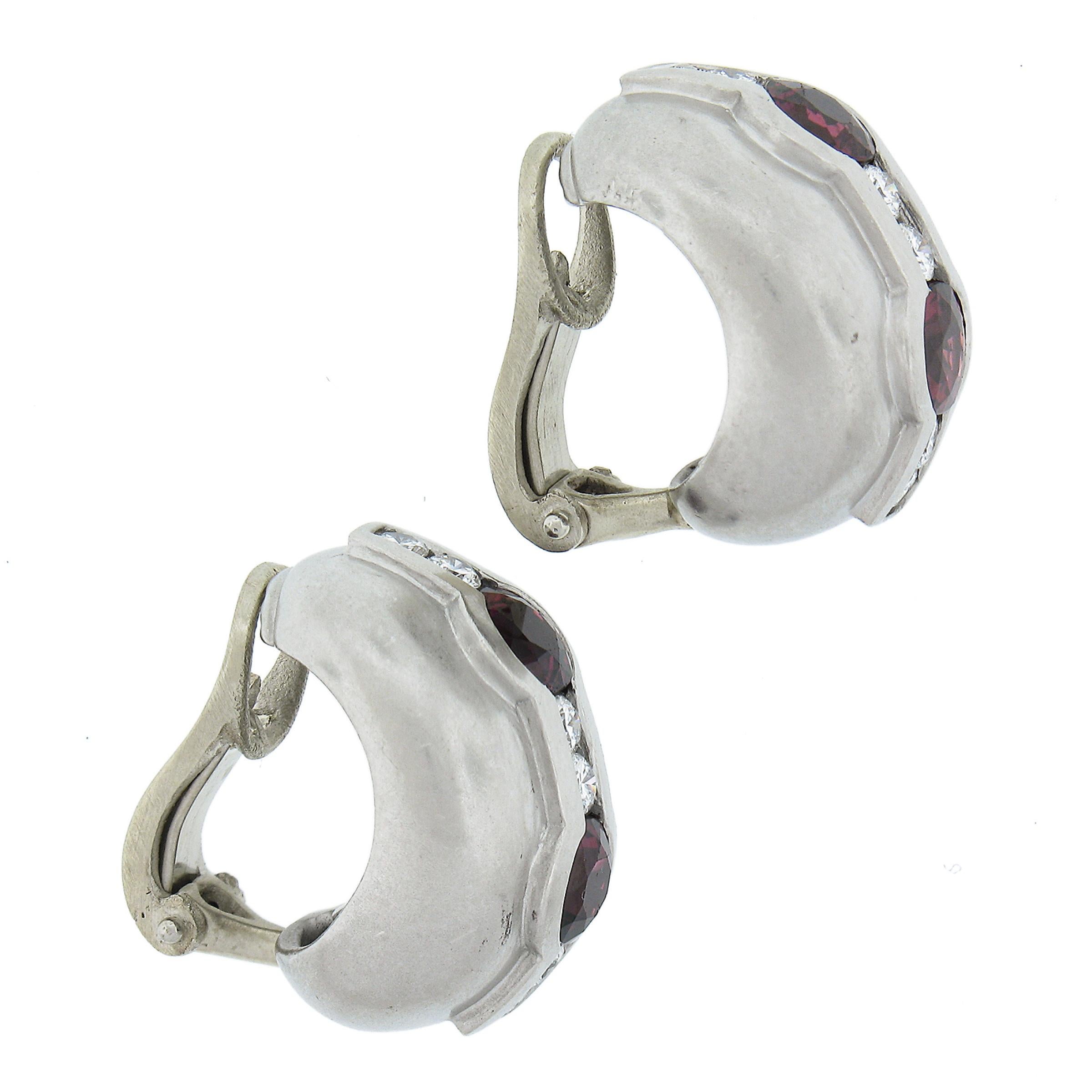 B Kieselstein Cord Platinum GIA Ruby & Diamond Cuff Clip on Statement Earrings In Good Condition For Sale In Montclair, NJ