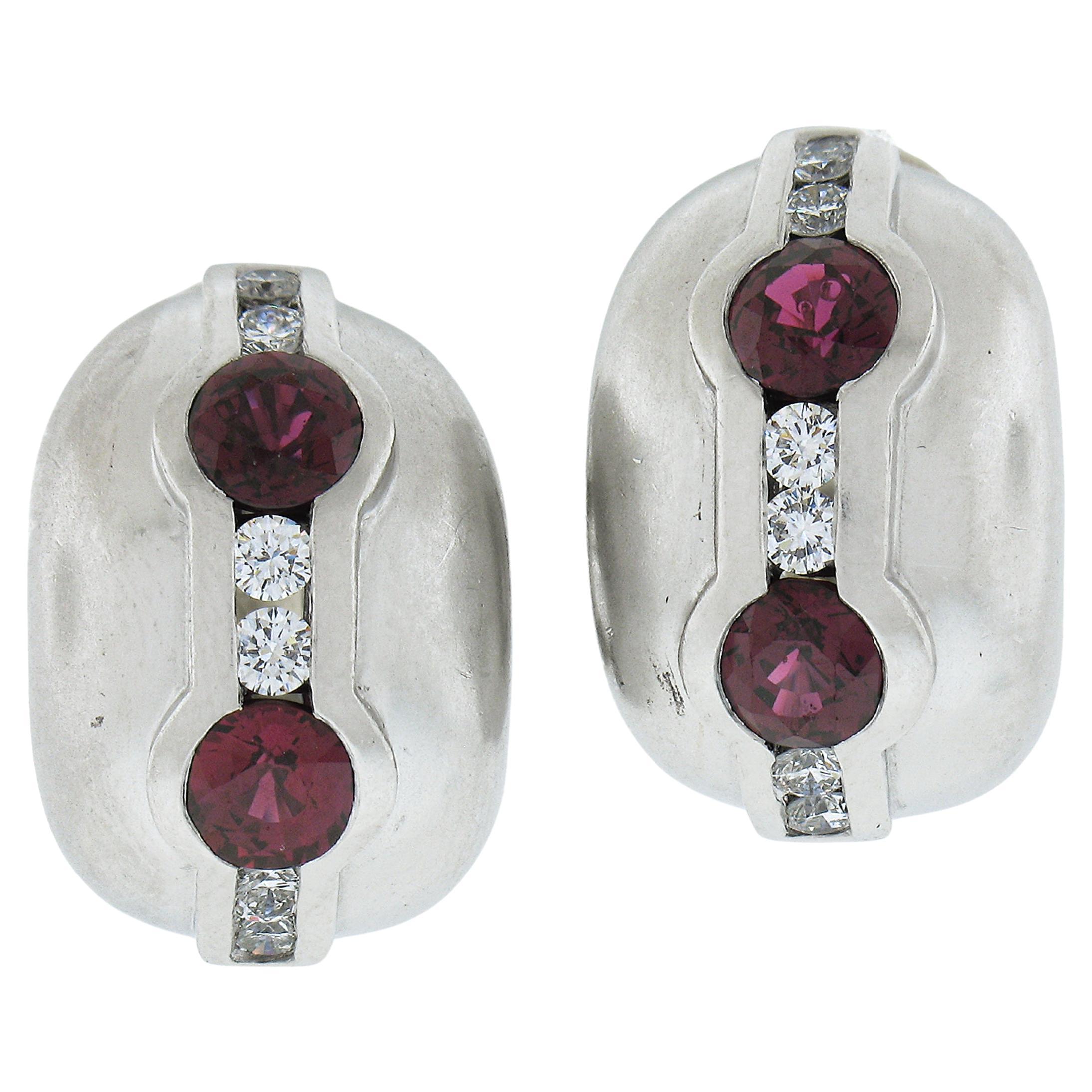 B Kieselstein Cord Platinum GIA Ruby & Diamond Cuff Clip on Statement Earrings For Sale