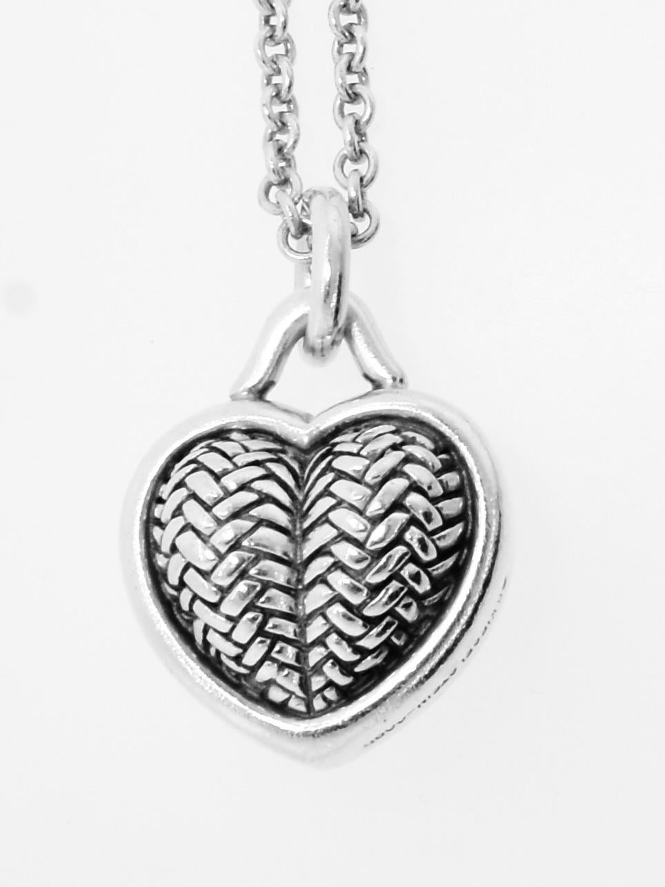 Contemporary B. Kieselstein-Cord Vintage Sterling Silver Heart Pendant Necklace, 34
